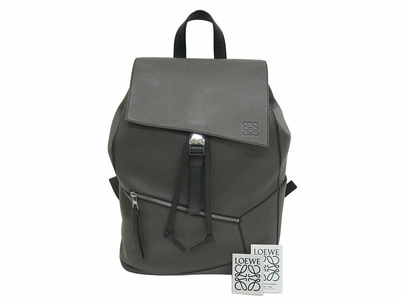 Loewe LOEWE Puzzle Backpack Gray 324.12.T54 Leather Rucksack Men