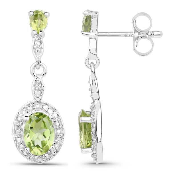 1.98 Carat Genuine Peridot .925 Sterling Silver Earrings