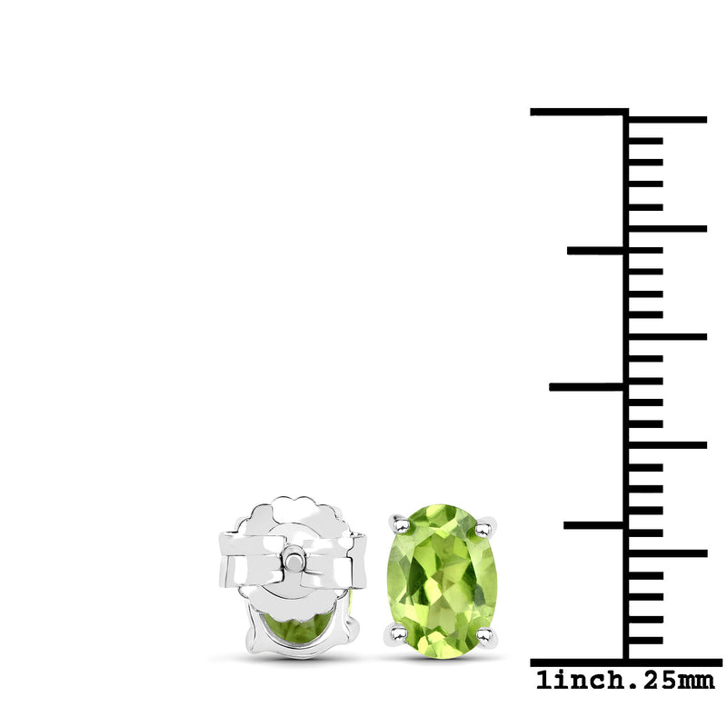 1.66 Carat Genuine Peridot .925 Sterling Silver Earrings