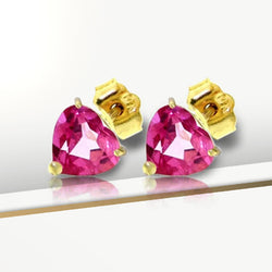 3.25 Carat 14K Solid Yellow Gold Stud Earrings Natural Pink Topaz