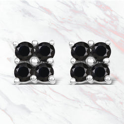 1.04 Carat Genuine Black Sapphire .925 Sterling Silver Earrings