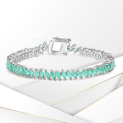 6.82 Carat Genuine Zambian Emerald .925 Sterling Silver Bracelet