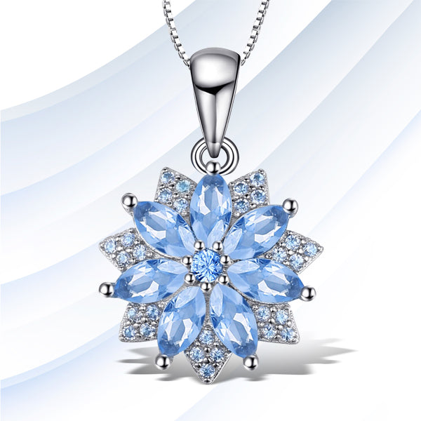 925 Sterling Silver Blue Spinel Pendant for Woman