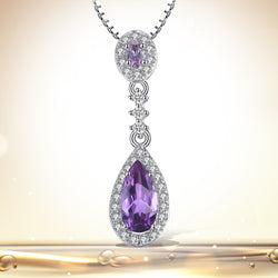 925 Sterling Silver Created Alexandrite Sapphire Drop Pendant for Woman