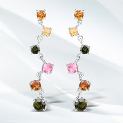 1.96 Carat Genuine Multi Tourmaline .925 Sterling Silver Earrings