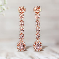 14K Rose Gold 1.88ct Morganite and Diamond Dangle Earrings for Her