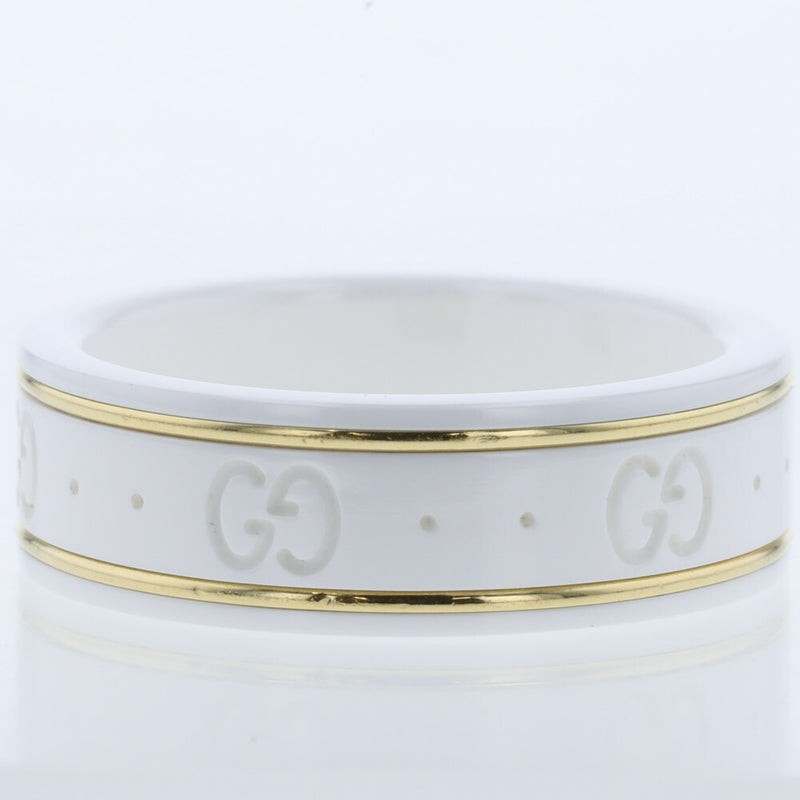 Gucci Ring Icon Width Approx. 7mm J85V5 8062 White Zirconia K18 Yellow Gold No. 19 Mens GUCCI