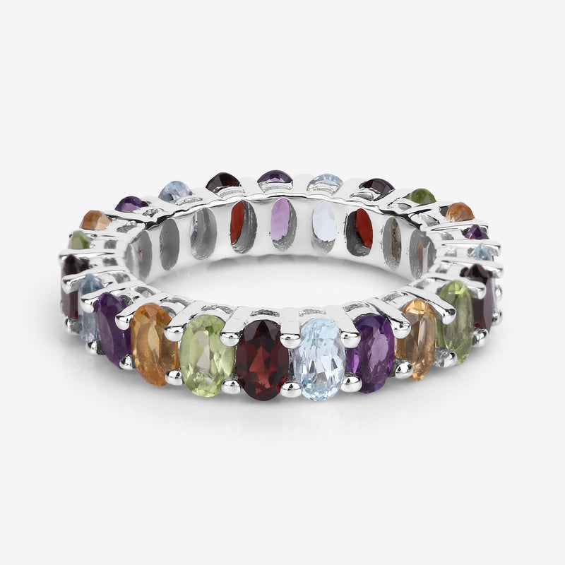 5.09 Carat Genuine Multi Stones .925 Sterling Silver Ring