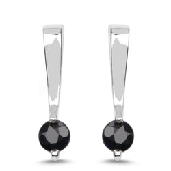 0.66 Carat Genuine Black Sapphire .925 Sterling Silver Earrings