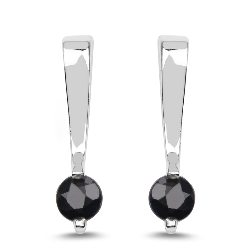 0.66 Carat Genuine Black Sapphire .925 Sterling Silver Earrings