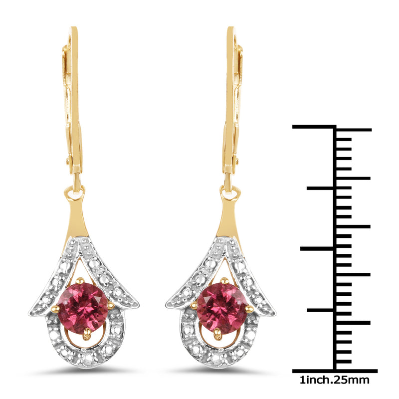 1.20 Carat Genuine Pink Tourmaline .925 Sterling Silver Earrings