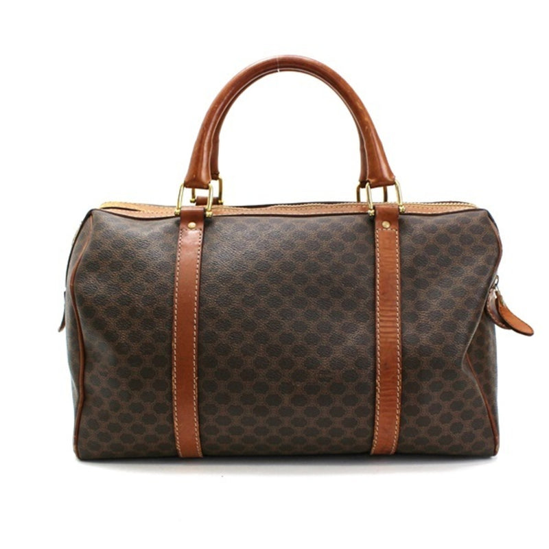 Celine Macadam Pattern Handbag Mini Boston Bag Old PVC x Leather Dark Brown CELINE Ladies Men's Available