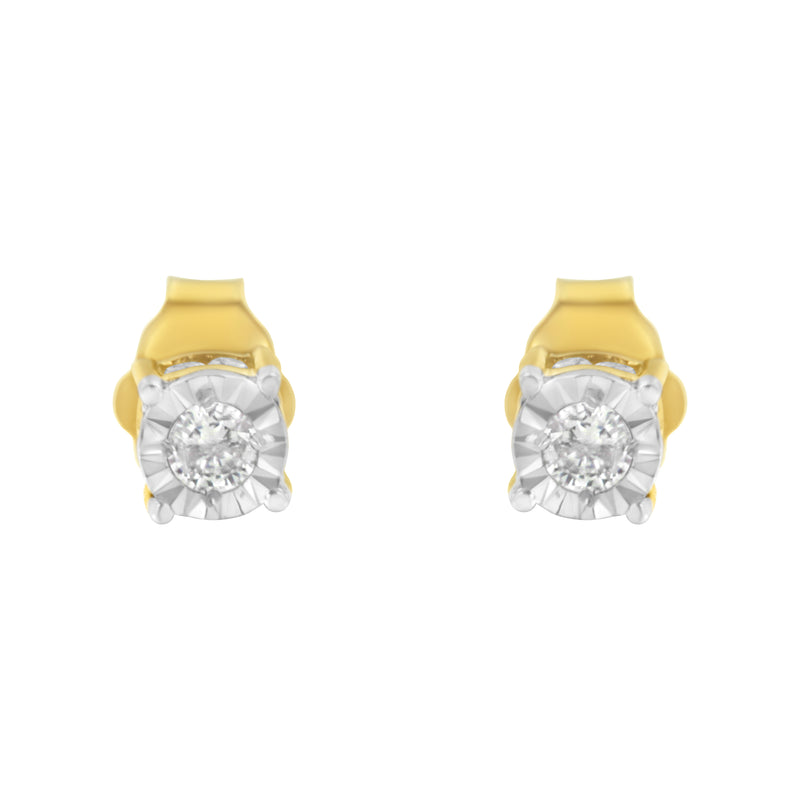 Yellow Plated Sterling Silver Diamond Stud Earring (1/4 cttw, I-J Color, I2-I3 Clarity)