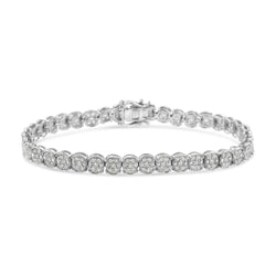 .925 Sterling Silver 2.0 Cttw Diamond Cluster Link Bracelet (I-J Color, I2-I3 Clarity) - Size 7.25"