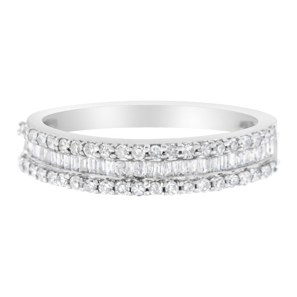 14KT White Gold 1/2 Cttw Diamond Modern Band Ring (H-I Color, SI2-I1 Clarity) - Size 7