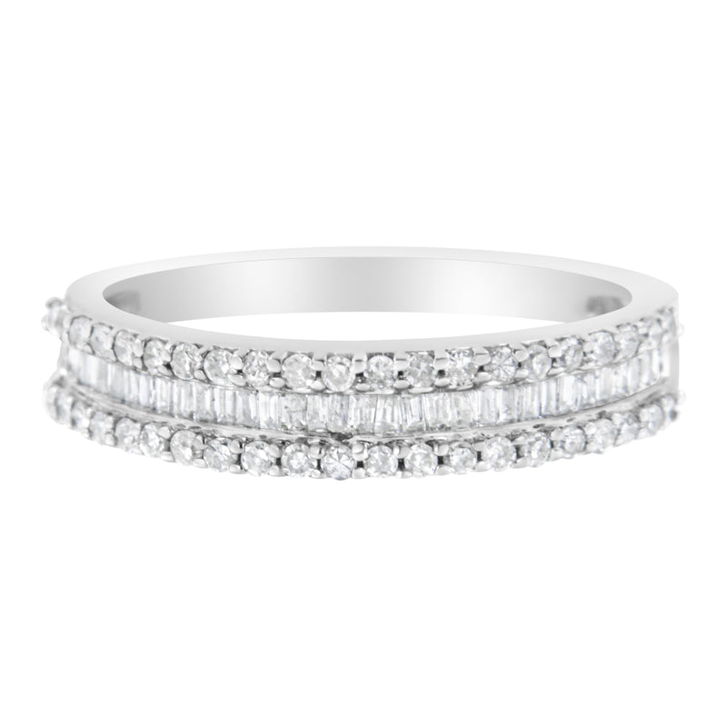 14KT White Gold 1/2 Cttw Diamond Modern Band Ring (H-I Color, SI2-I1 Clarity) - Size 7