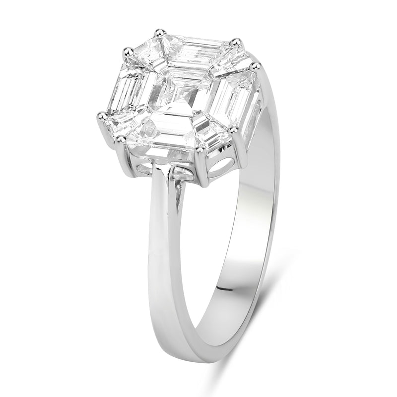 1.08 Carat Genuine White Diamond 18K White Gold Ring (G-H Color, VS-SI Clarity)