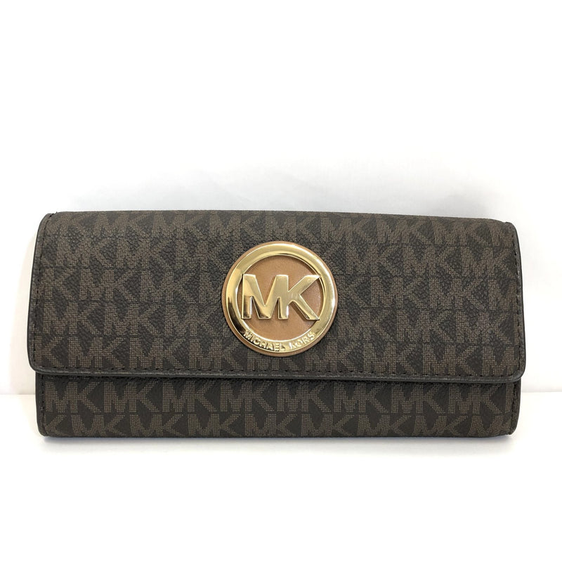 MICHAEL KORS Michael Kors long bi-fold wallet brown MK 32S7GFTE3B plate PVC ladies