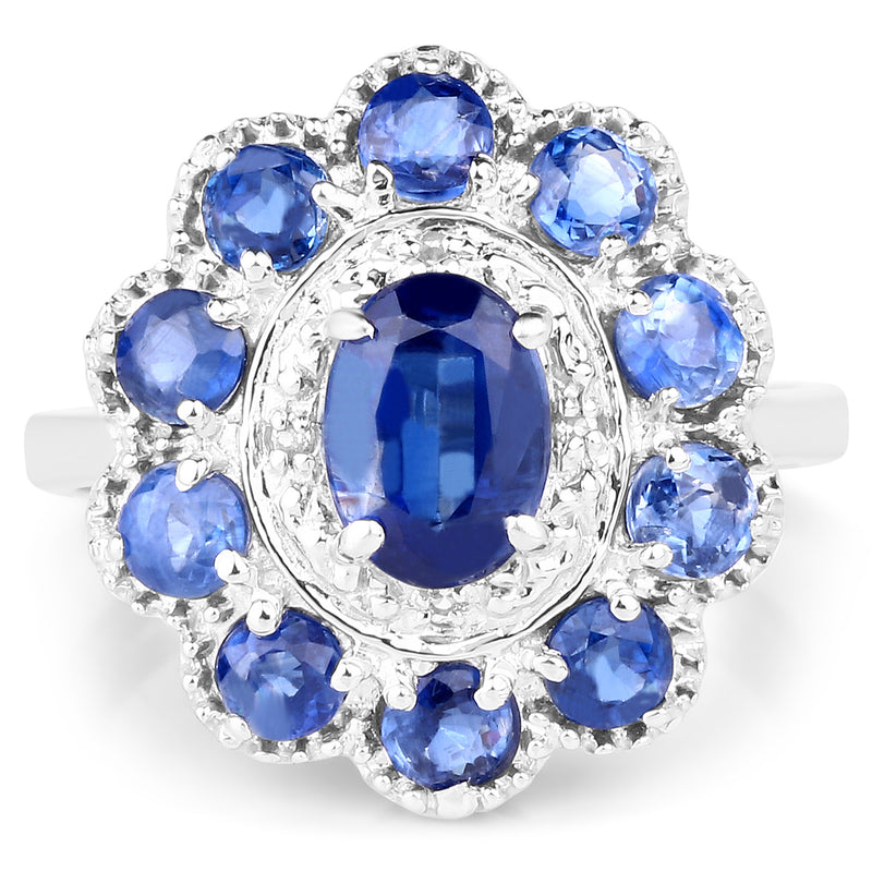 2.47 Carat Genuine Kyanite & White Topaz .925 Sterling Silver Ring
