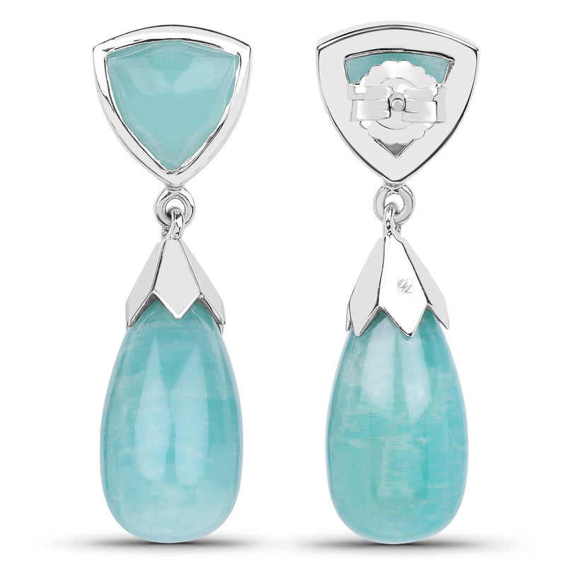 35.10 Carat Genuine Amazonite .925 Sterling Silver Earrings