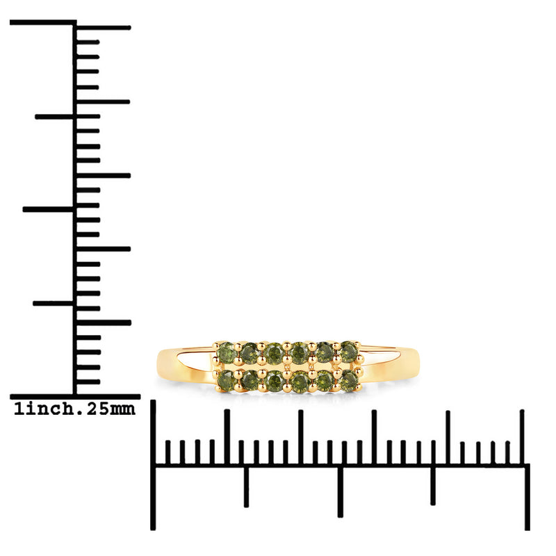 0.27 Carat Genuine Green Diamond 14K Yellow Gold Ring (I1-I2)