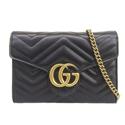 Gucci Womens Leather Chain/Shoulder Wallet Black