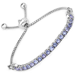 1.87 Carat Genuine Tanzanite and White Zircon .925 Sterling Silver Bracelet