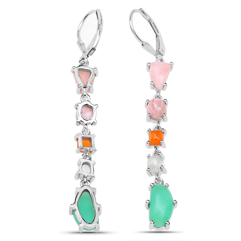 8.78 Carat Genuine Multi Stone .925 Sterling Silver Earrings