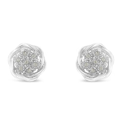 Sterling Silver Diamond Swirl Cluster Stud Earrings (1/6 cttw, I-J Color, I2-I3 Clarity)