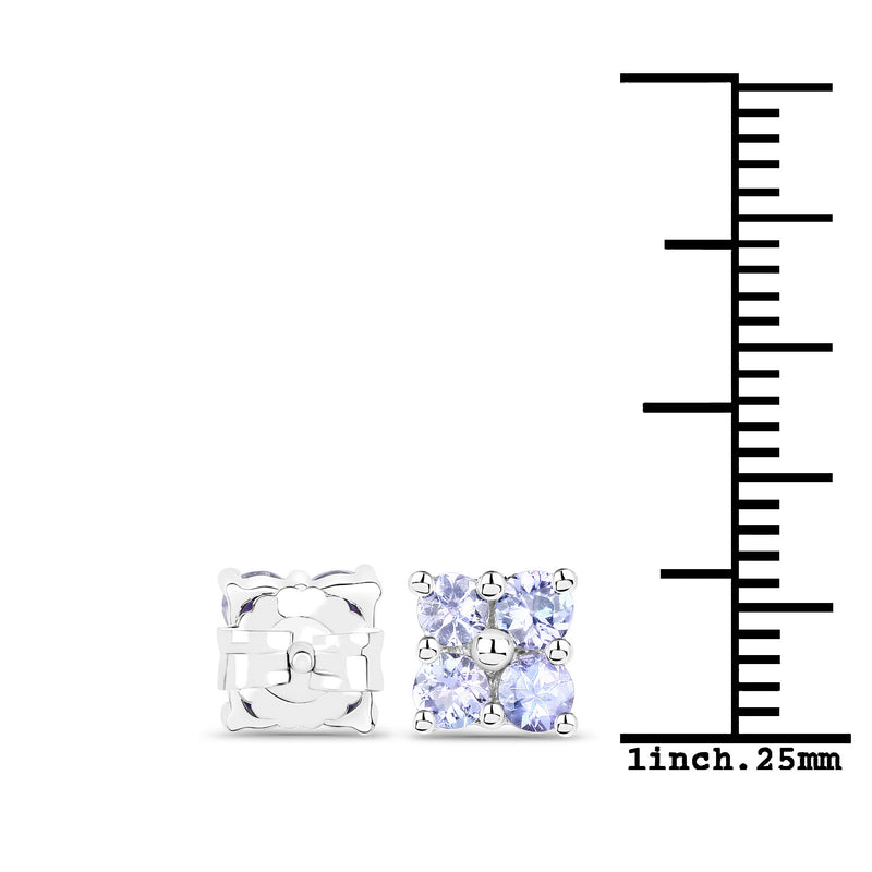 0.80 Carat Genuine Tanzanite .925 Sterling Silver Earrings