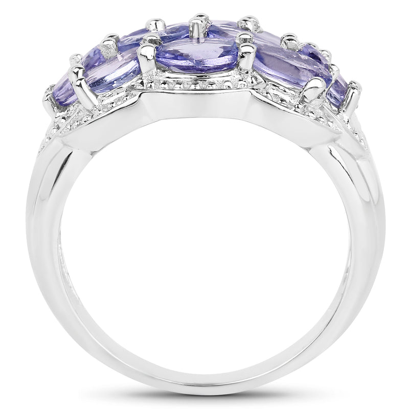 2.66 Carat Genuine Tanzanite .925 Sterling Silver Ring