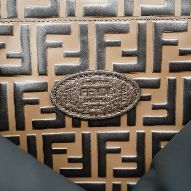 Auth Fendi 2WAY bag Peek-a-boo leather brown silver metal