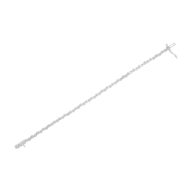 .925 Sterling Silver 1.0 cttw Miracle-Set Diamond "U" Link Bracelet(I-J Color, I3 Clarity) -7.25"