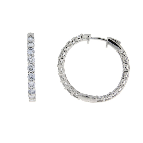 3.00ct Lab Grown Diamond Hoop Earrings 14KT White Gold