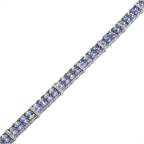 12.97 Carat Genuine Tanzanite and White Topaz .925 Sterling Silver Bracelet