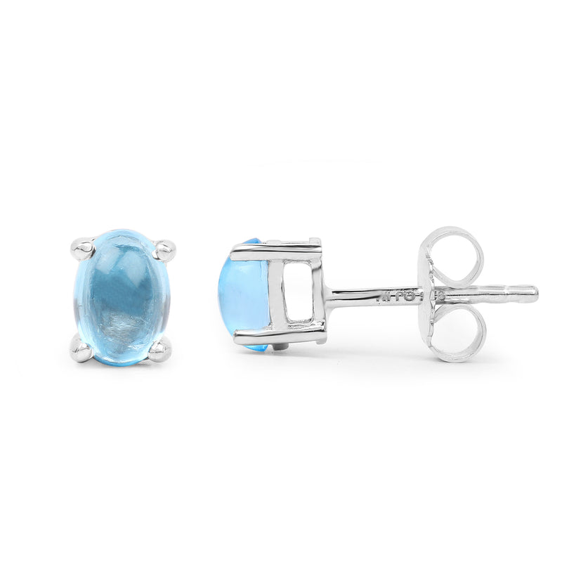 1.02 Carat Genuine Swiss Blue Topaz .925 Sterling Silver Earrings