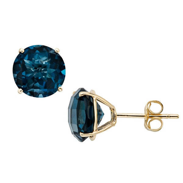 10K Yellow Gold With London Blue Topaz Earring