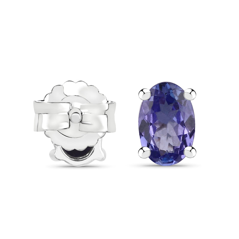 1.20 Carat Genuine Tanzanite .925 Sterling Silver Earrings