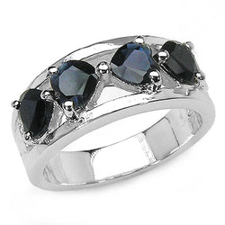 2.00 Carat Genuine Black Sapphire .925 Sterling Silver Ring