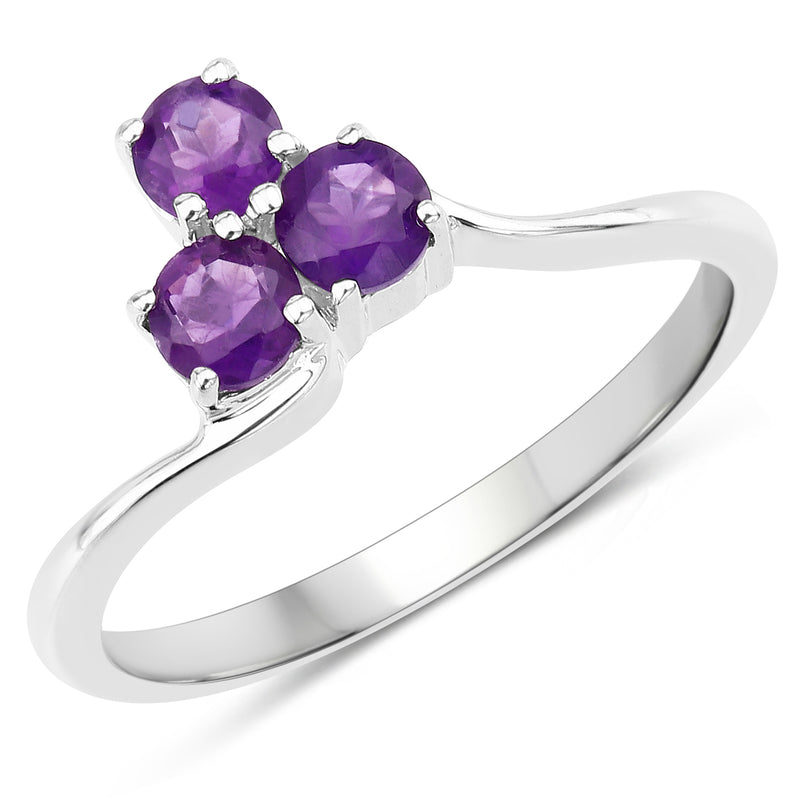 0.72 Carat Genuine Amethyst .925 Sterling Silver Ring