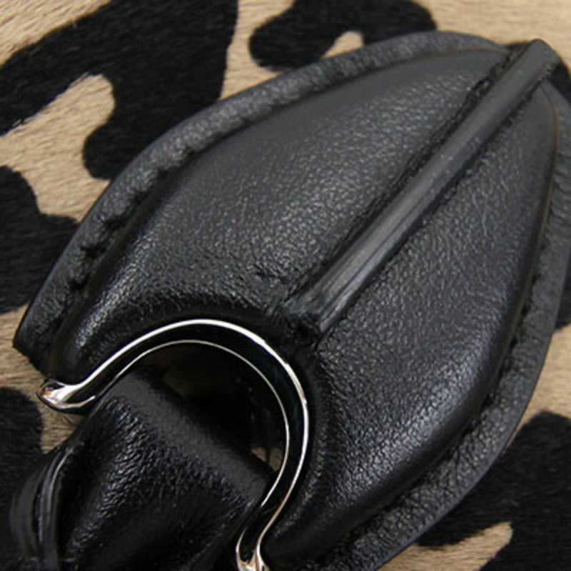 Tods 2WAY Handbag Bash Black Harako Tote Bag Shoulder Leopard