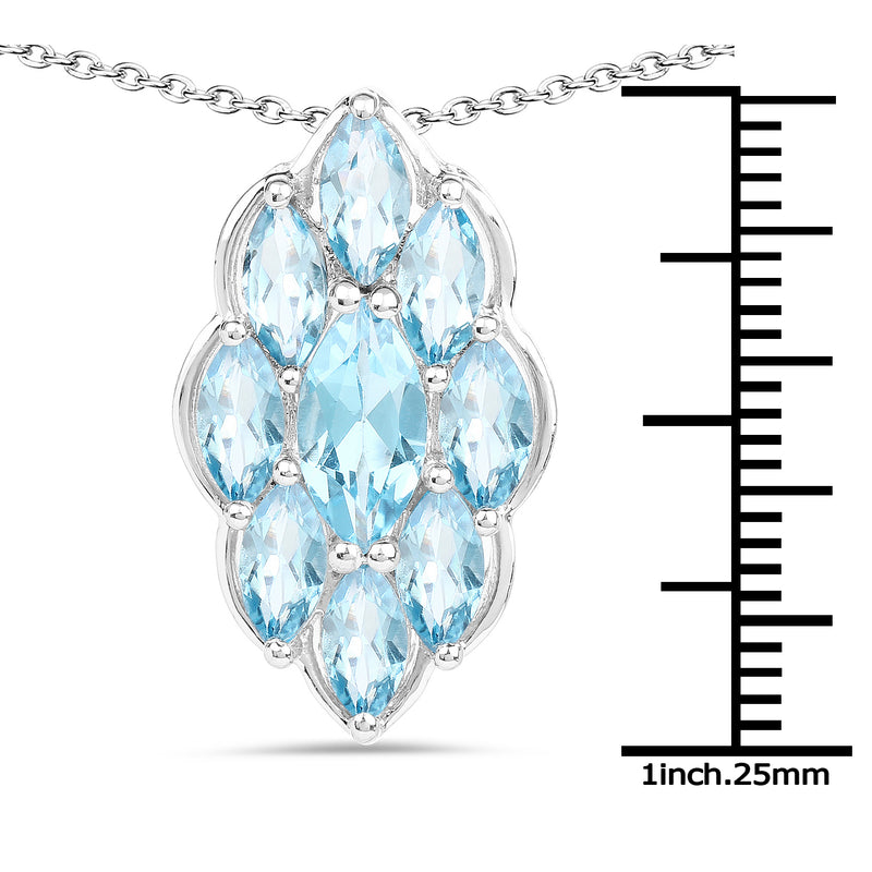 4.77 Carat Genuine Swiss Blue Topaz .925 Sterling Silver Pendant