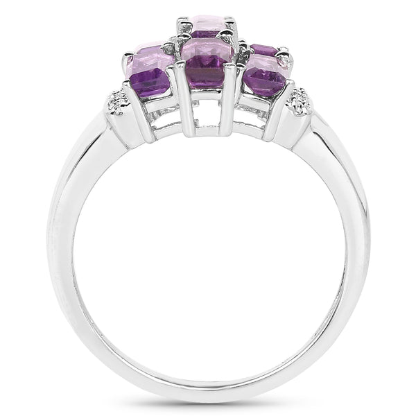 1.75 Carat Genuine Amethyst .925 Sterling Silver Ring