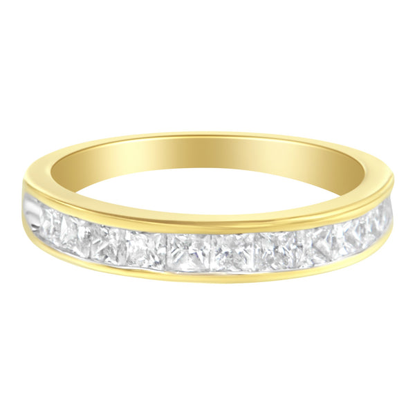 Women's 18K Yellow Gold Princess Cut Diamond Band Ring (1 cttw, G-H Color, SI1-SI2 Clarity), Size 7