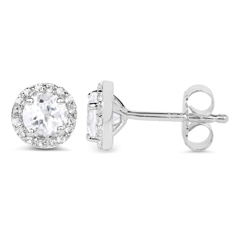 1.36 Carat Genuine White Topaz .925 Sterling Silver Earrings