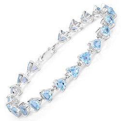 14.70 Carat Genuine Blue Topaz .925 Sterling Silver Bracelet