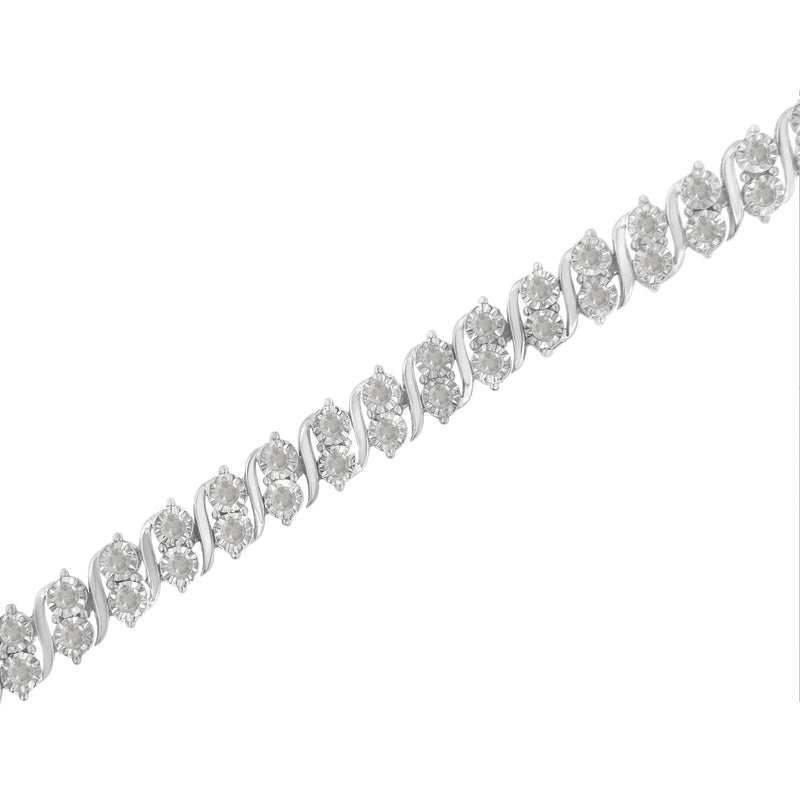 .925 Sterling Silver 2.0 Cttw Diamond S- Link Tennis Bracelet (I-J Color, I3 Clarity) - 7”