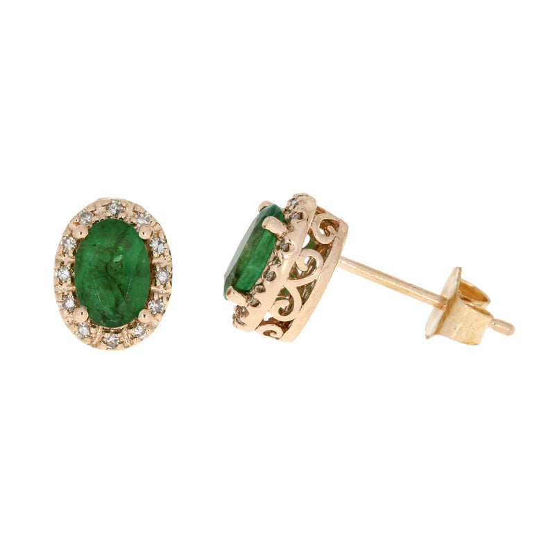 1.11ct Emerald Diamond Stud Earrings 14KT Rose Gold