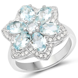 2.88 Carat Genuine Aquamarine .925 Sterling Silver Ring