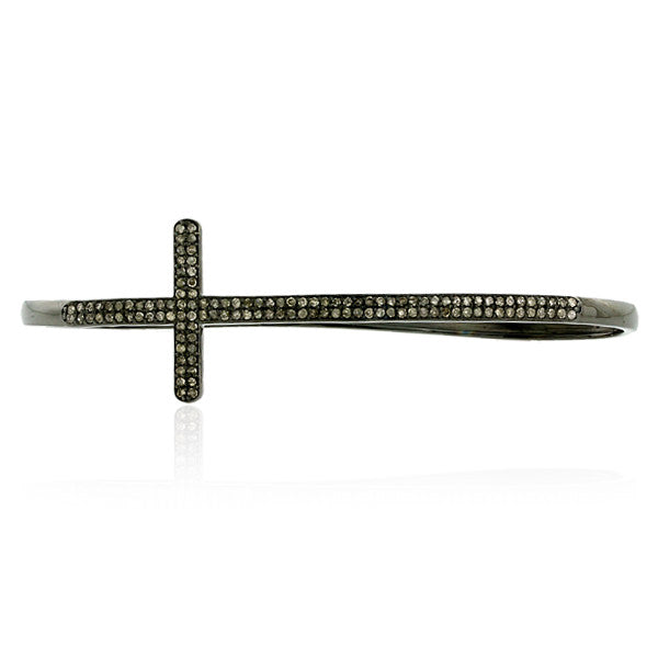 0.93 ct Natural Diamond 925 Sterling Silver Cross Palm Bracelet Fashion Jewelry